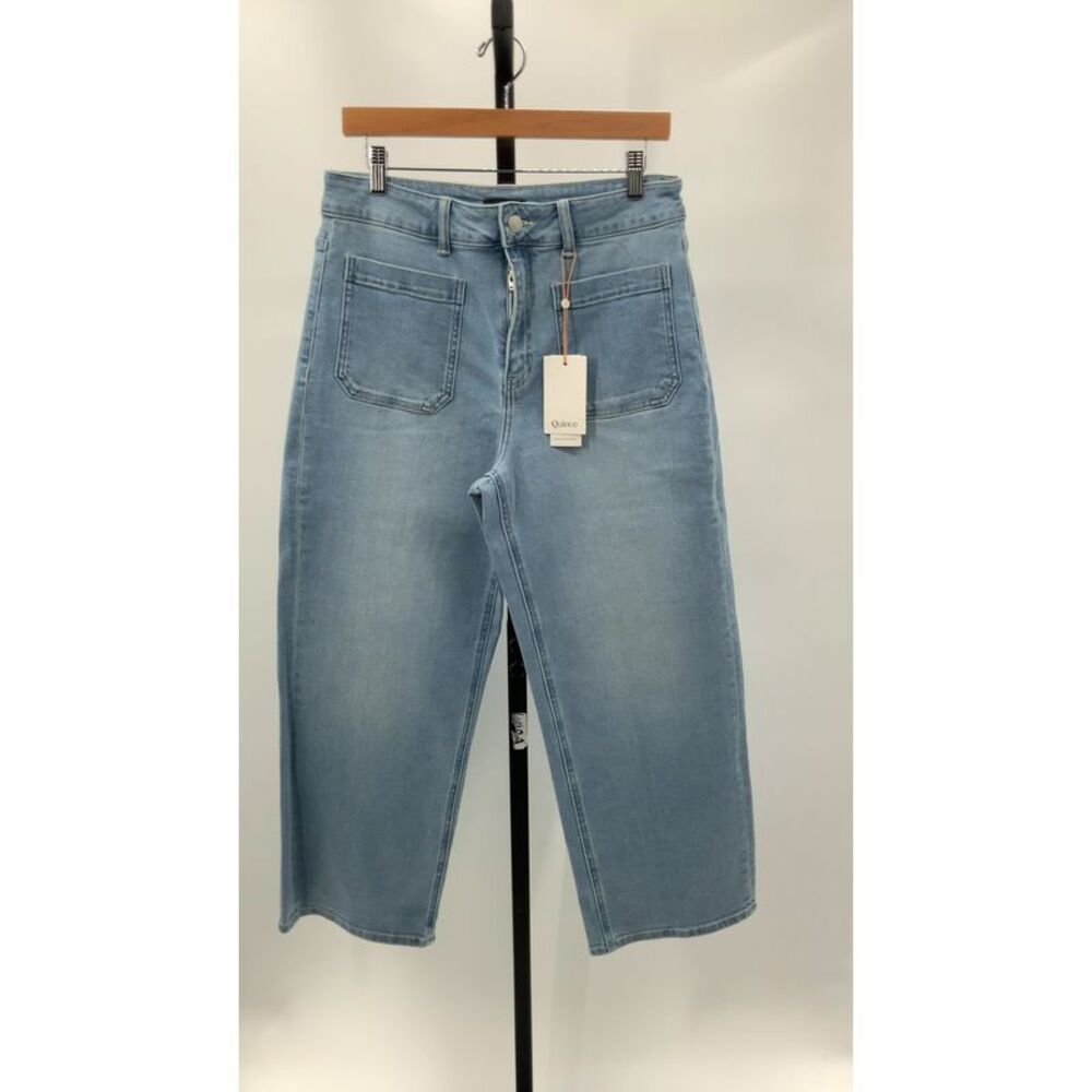 Quince Womens Bella Stretch Patch Pocket Wide Leg Jeans - 26" Frosted Blue 31